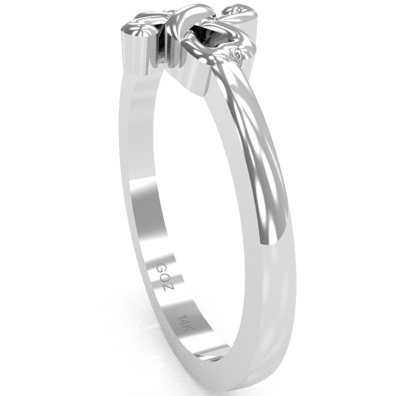 Infinity Loop 2 Hearts Love Ring In Solid 14k White Gold