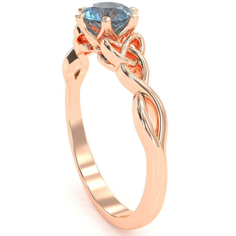 Celtic Trinity Knot Blue Topaz Engagement Ring In 14k Rose Gold