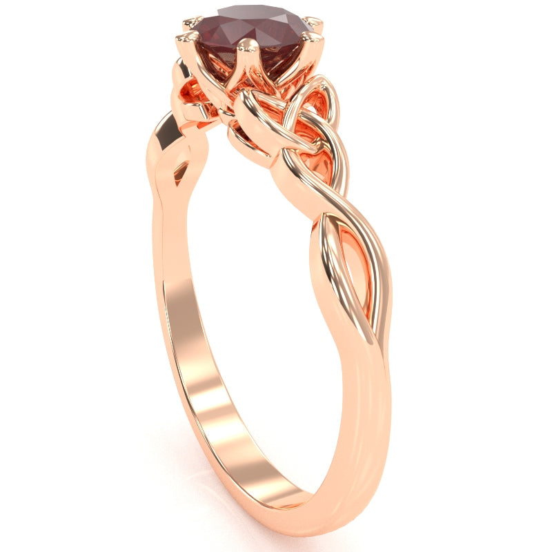 Celtic Trinity Knot Ruby Engagement Ring In 14k Rose Gold