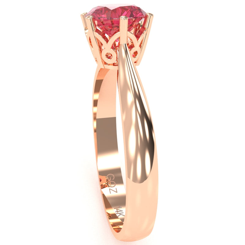 Crown Setting Pink Tourmaline Engagement Ring In 14k Rose Gold
