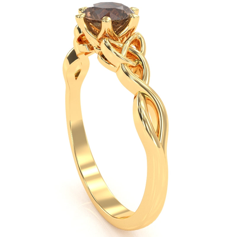 Celtic Trinity Knot Smoky Quartz Engagement Ring In 14k Yellow Gold