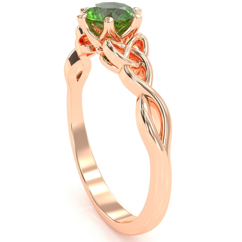 Celtic Trinity Knot Peridot Engagement Ring In 14k Rose Gold