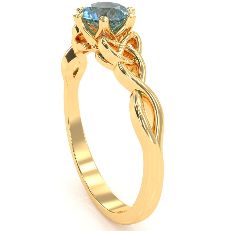 Celtic Trinity Knot Blue Topaz Engagement Ring In 14k Yellow Gold