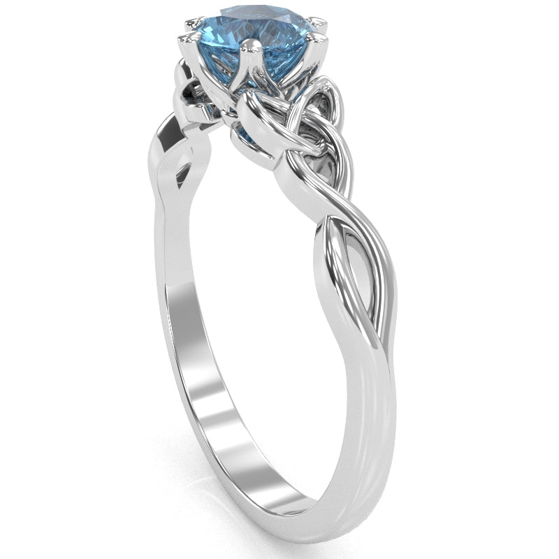 Celtic Trinity Knot Blue Topaz Engagement Ring In 14k White Gold