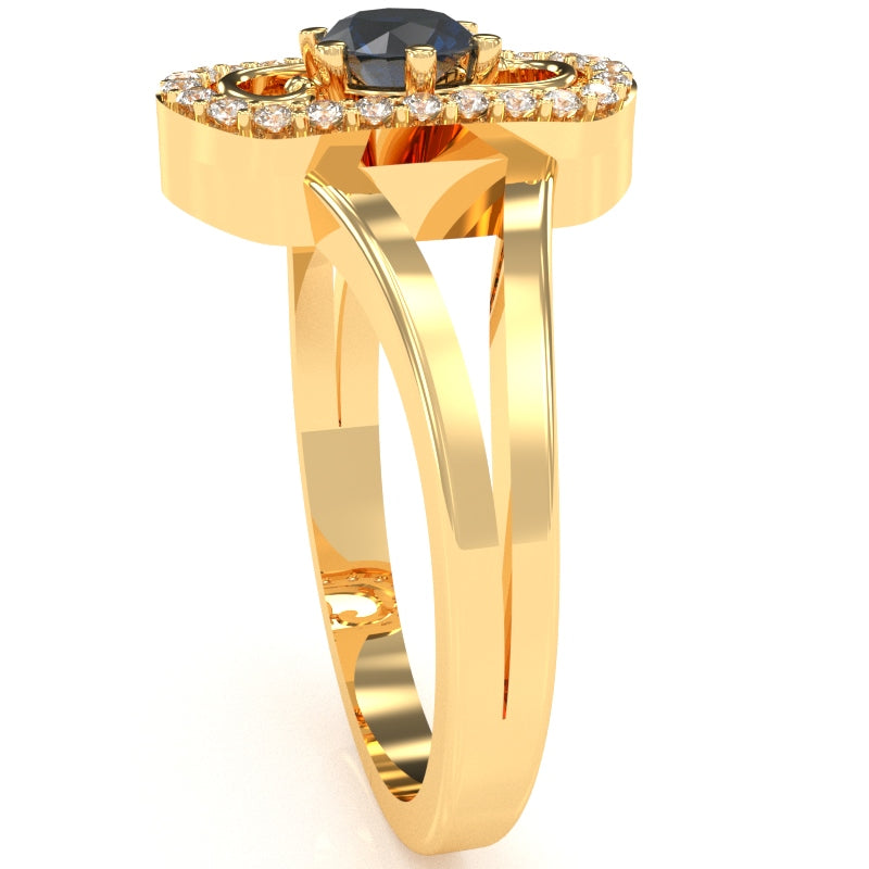 Split Band Lab-Created Sapphire Diamond Cocktail Ring In 14k Yellow Gold
