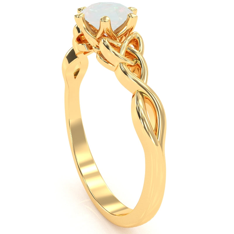 Celtic Trinity Knot Opal Engagement Ring In 14k Yellow Gold