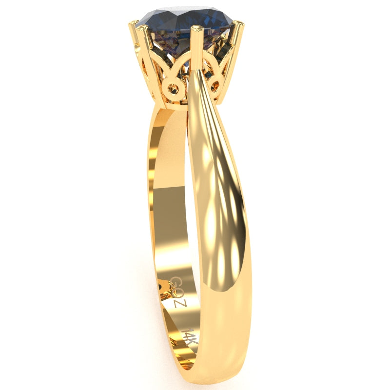 Crown Setting Lab-Created Sapphire Engagement Ring In 14k Yellow Gold