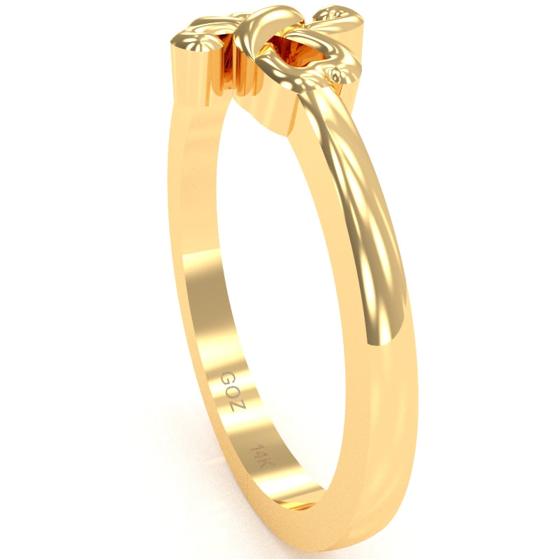 Infinity Loop 2 Hearts Love Ring In Solid 14k Yellow Gold