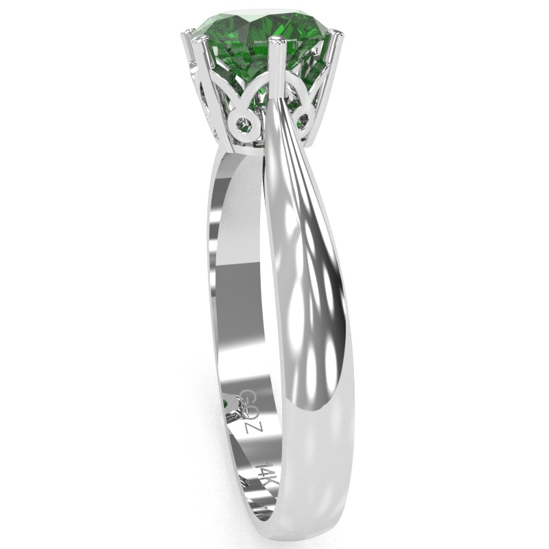 Crown Setting Lab-Created Emerald Engagement Ring In 14k White Gold