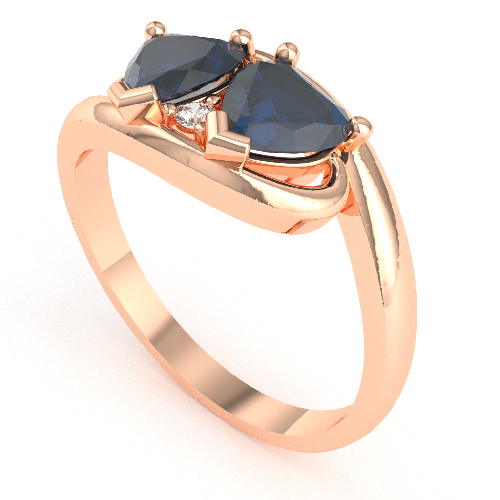 2 Hearts In Love Lab-Created Sapphire Diamond Promise Ring In 10k Rose Gold
