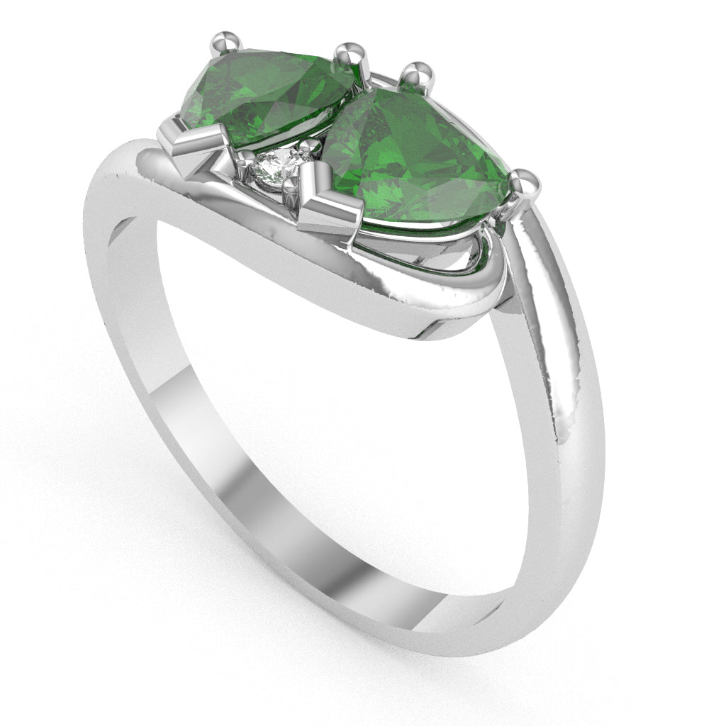 2 Hearts In Love Lab-Created Emerald Diamond Promise Ring In 10k White Gold